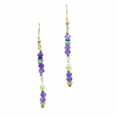 Earrings made of Amethyst and different stones