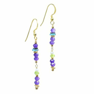 Earrings made of Amethyst and different stones