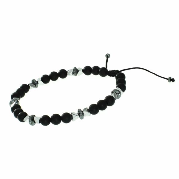 Macrame bracelet made of Onyx and Hematite - Image 2
