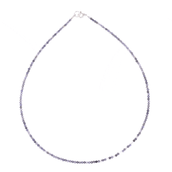 Handmade necklace with natural Iolite gemstones and decorative elements made of sterling silver. Buy online shop.