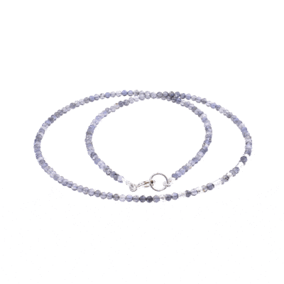 Handmade necklace with natural Iolite gemstones and decorative elements made of sterling silver. Buy online shop.