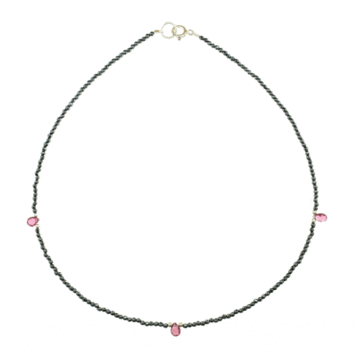 Necklace with Spinel and pink Tourmaline gemstones