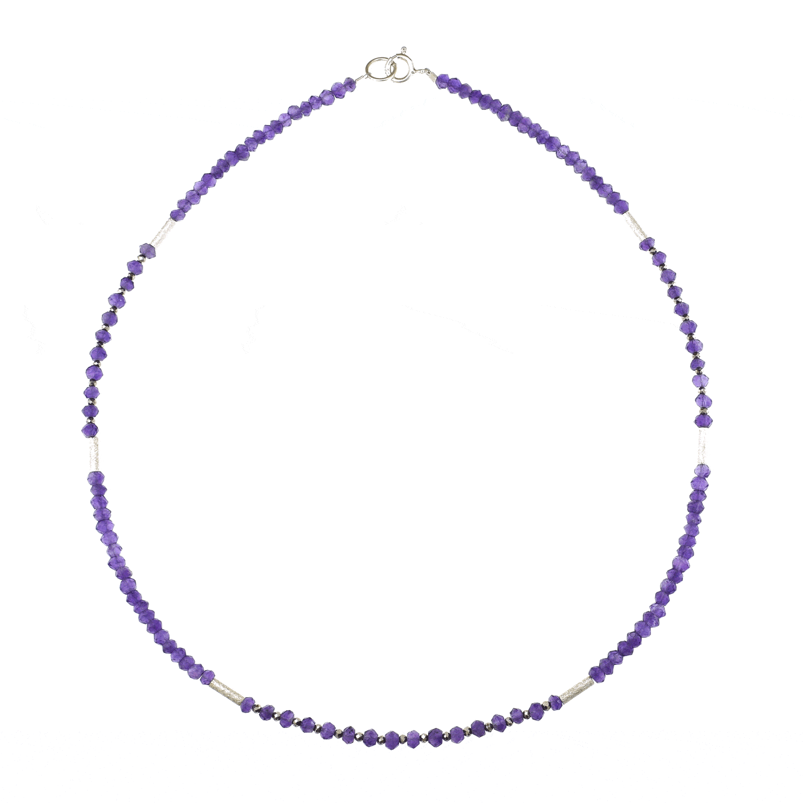Necklace with Amethyst and Pyrite gemstones