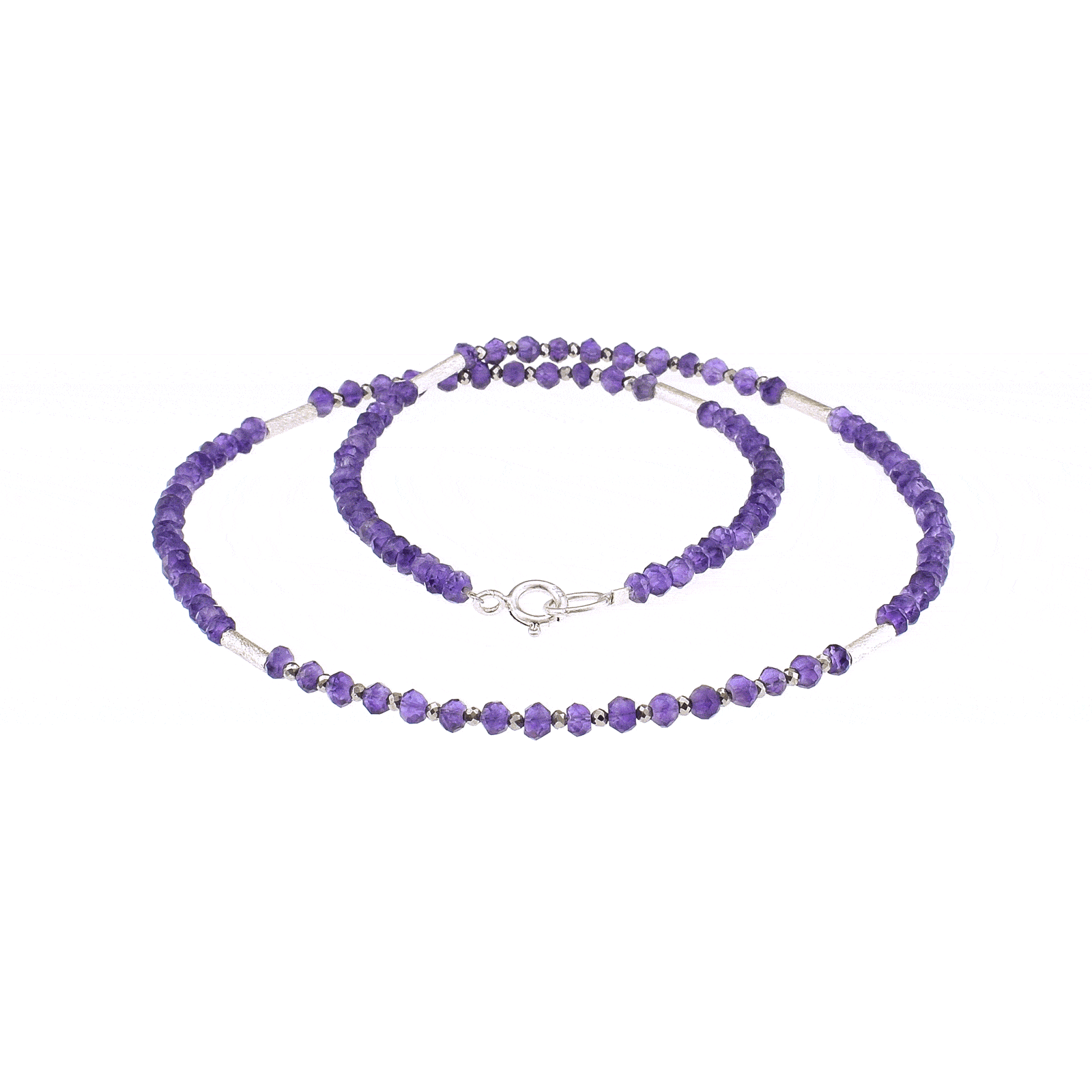 Necklace with Amethyst and Pyrite gemstones