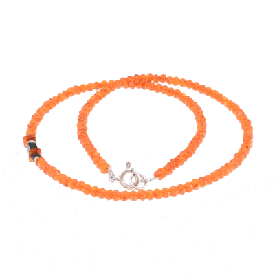 Handmade necklace with natural Carnelian and Hematite gemstones. The necklace is decorated with elements made of sterling silver. Buy online shop.