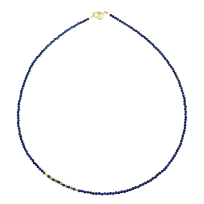 Handmade necklace with natural Lapis Lazuli, Pyrite gemstones and decorative elements made of gold plated sterling silver. Buy online shop.