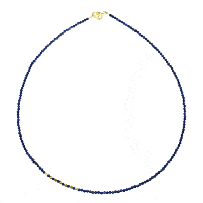 Handmade necklace with natural Lapis Lazuli, Pyrite gemstones and decorative elements made of gold plated sterling silver. Buy online shop.