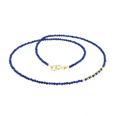 Handmade necklace with natural Lapis Lazuli, Pyrite gemstones and decorative elements made of gold plated sterling silver. Buy online shop.