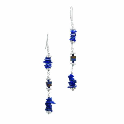 Earrings made of Lapis Lazuli and oxidized Agate