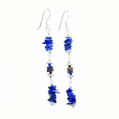 Earrings made of Lapis Lazuli and oxidized Agate