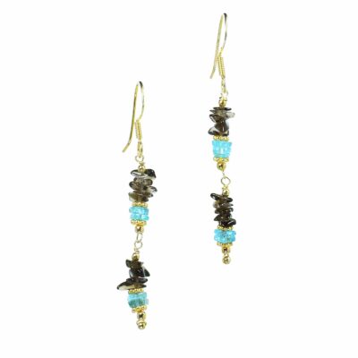 Earrings made of Smoky Quartz and Apatite