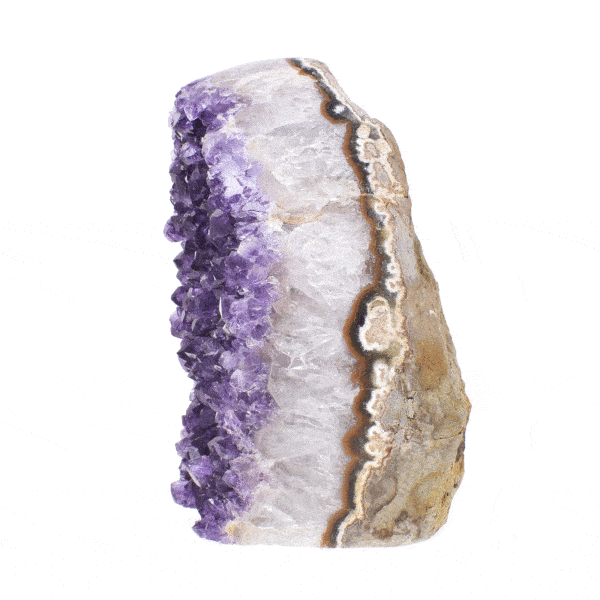 Piece of natural amethyst gemstone with polished outline and a height of 12cm. Buy online shop.