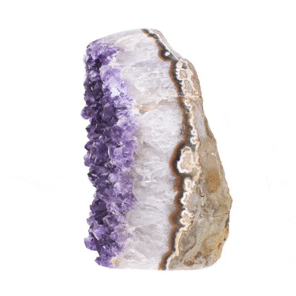 Piece of natural amethyst gemstone with polished outline and a height of 12cm. Buy online shop.