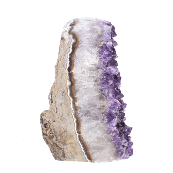 Piece of natural amethyst gemstone with polished outline and a height of 12cm. Buy online shop.