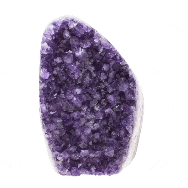 Piece of natural amethyst gemstone with polished outline and a height of 12cm. Buy online shop.