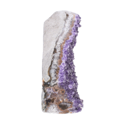 Κομμάτι φυσικής πέτρας αμεθύστου με γυαλισμένο περίγραμμα, ύψους 11,5cm. Αγοράστε online shop.
