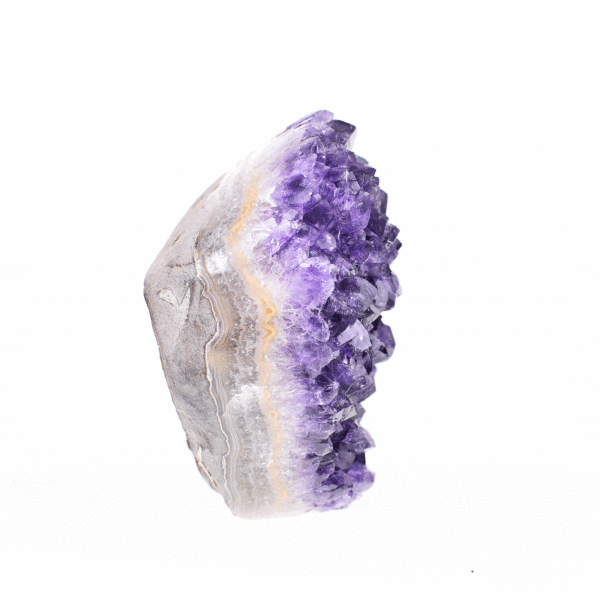 Natural 8cm piece of  amethyst gemstone with polished outline.