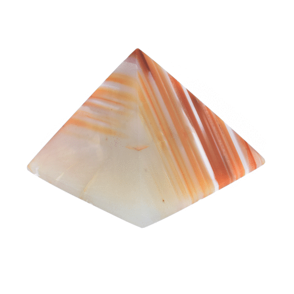 Πυραμίδα από φυσική πέτρα καφέ αχάτη, ύψους 4,5cm. Αγοράστε online shop.
