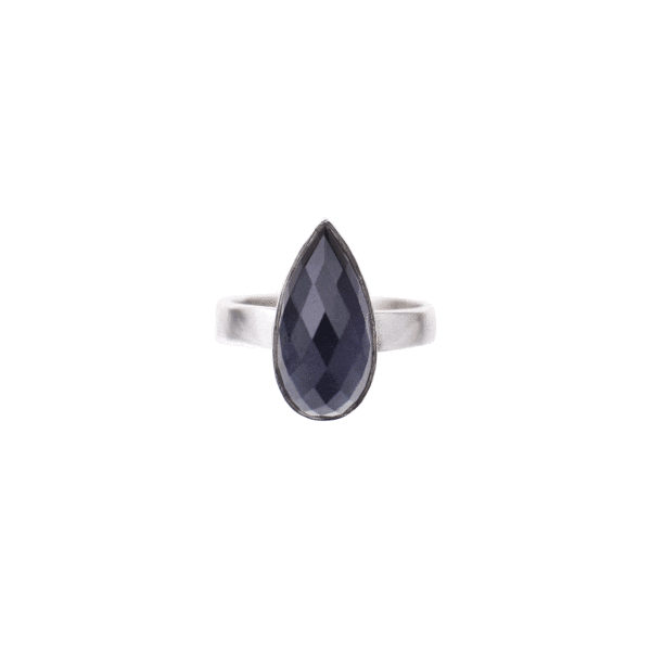 Natural iolite gemstone silver ring