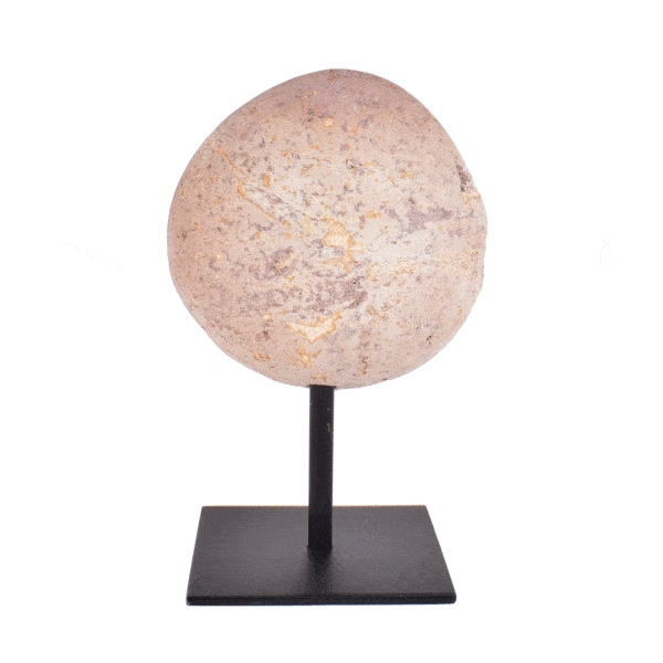 Γεώδες φυσικής πέτρας Αχάτη με Κρύσταλλα Χαλαζία, ενσωματωμένο σε μαύρη μεταλλική βάση. Το προϊόν έχει ύψος 19,5cm. Αγοράστε online shop.