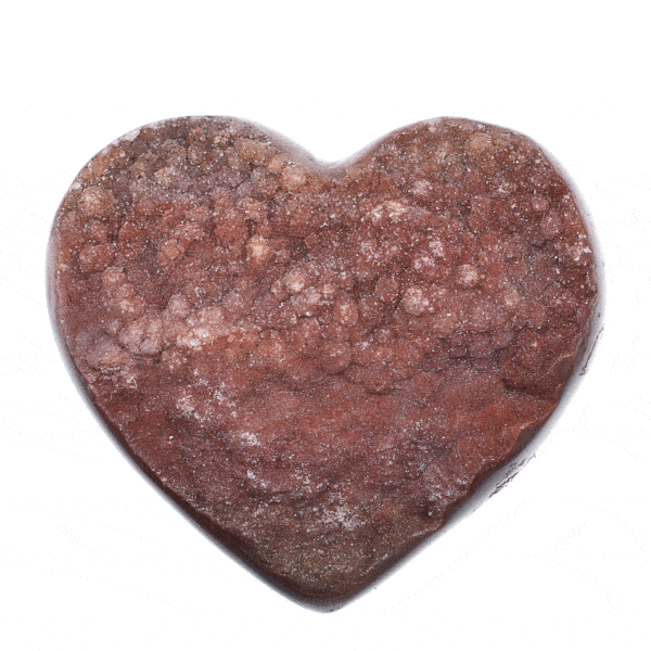 Polished heart made of natural agate gemstone with crystal quartz and a size of 6cm. Buy online shop.