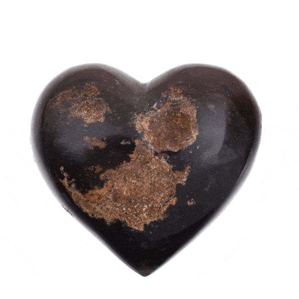 Polished heart made of natural agate gemstone with crystal quartz and a size of 6cm. Buy online shop.