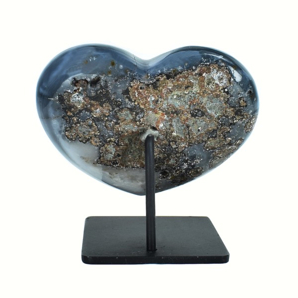 Αμέθυστος σε σχήμα καρδιάς, ενσωματωμένος σε μεταλλική βάση, ύψους 7cm. Αγοράστε online shop.