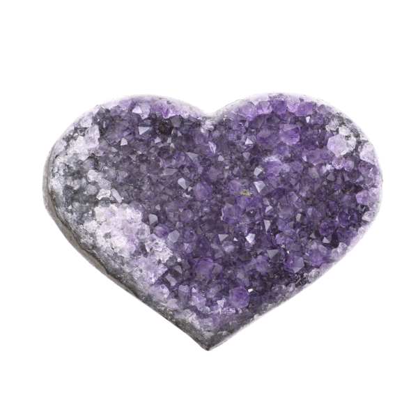 Heart made of natural amethyst gemstone, with a size of 9cm. Buy online shop.