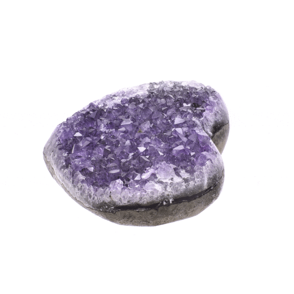 Heart made of natural amethyst gemstone, with a size of 9cm. Buy online shop.