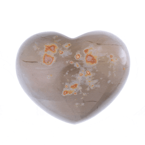 Agate gemstone with crystal quartz, in a heart shape. Buy online shop.
