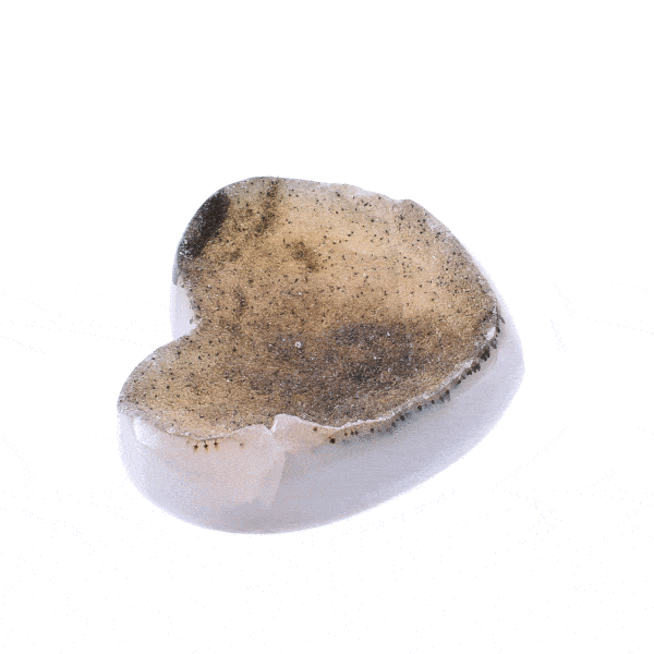 Φυσική πέτρα Αχάτη με κρύσταλλα χαλαζία, σε σχήμα καρδιάς. Αγοράστε online shop.