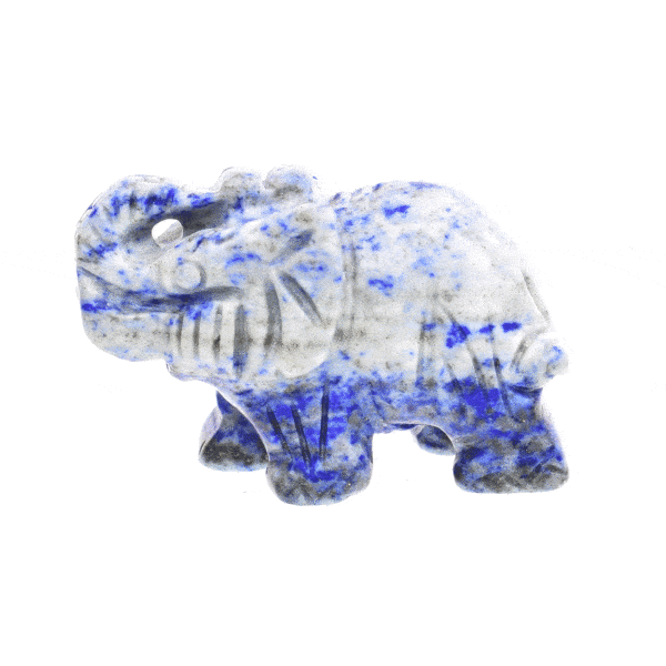 Natural Lapis lazuli gemstone, carved in the shape of an elephant, with a size of 4cm. Buy online shop.