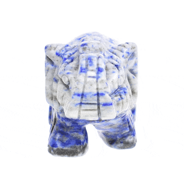 Natural Lapis lazuli gemstone, carved in the shape of an elephant, with a size of 4cm. Buy online shop.