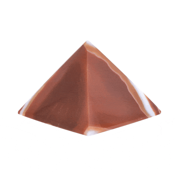 Pyramid made of natural brown Agate gemstone, with a height of 4cm. Buy online shop.