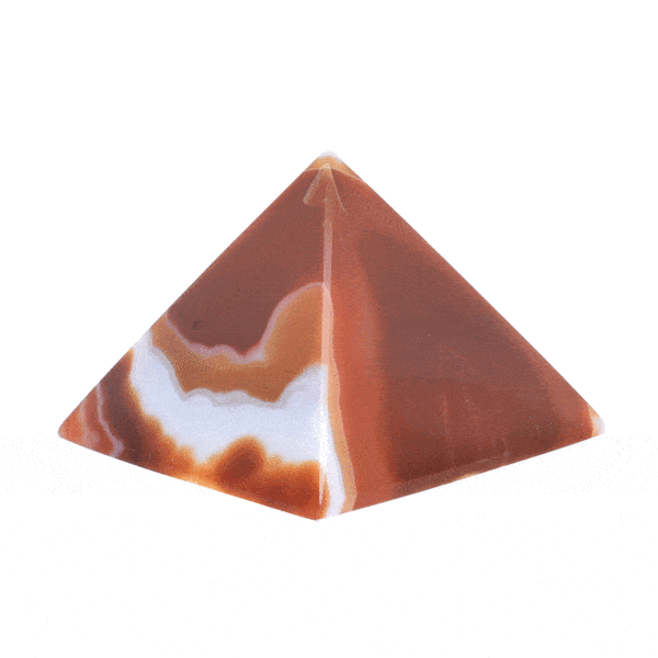 Pyramid made of natural brown Agate gemstone, with a height of 4cm. Buy online shop.