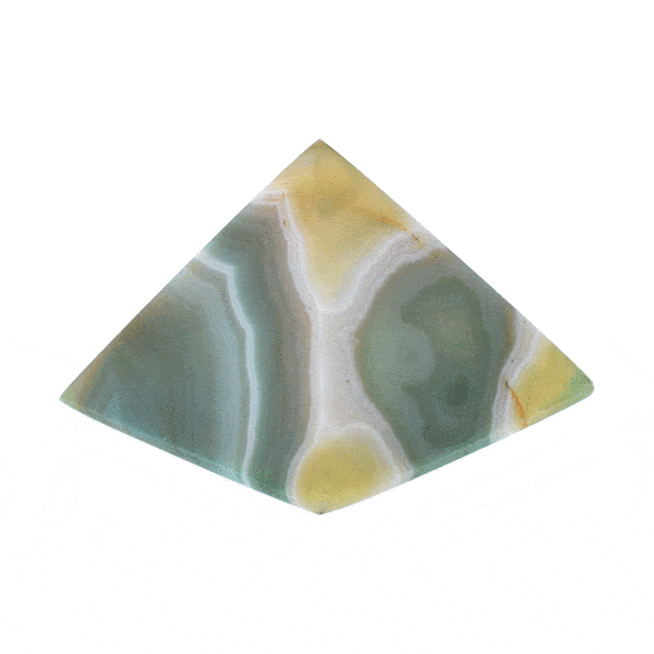 Πυραμίδα από φυσική πέτρα αχάτη τεχνητά χρωματισμένη,  μεγέθους 5,5cm. Αγοράστε online shop.