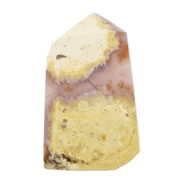 Point φυσικής πέτρας Αχάτη με κρύσταλλα χαλαζία και γυαλισμένο περίγραμμα, ύψους 10cm. Αγοράστε online shop.