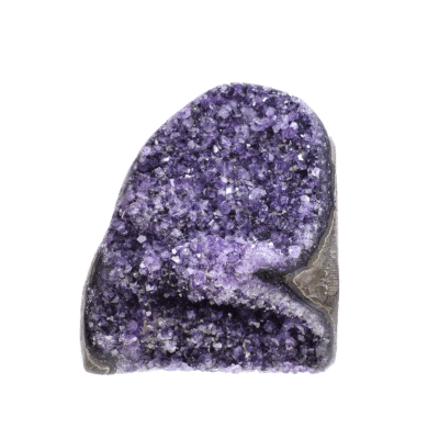Natural amethyst gemstone, 10.5cm in size, featuring a polished outline. 