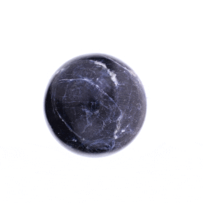 Polished sphere made of natural Sodalite gemstone, with a diameter of 7cm. The ideal way to add natural tone and positive energy to your space.