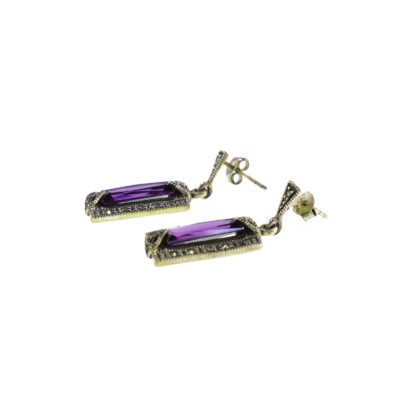 Long earrings with Amethyst and Marcasite