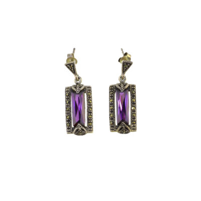 Long earrings with Amethyst and Marcasite