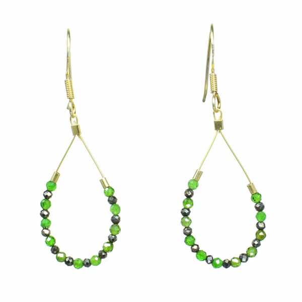 Earrings with diopside and pyrite gemstones - Image 3