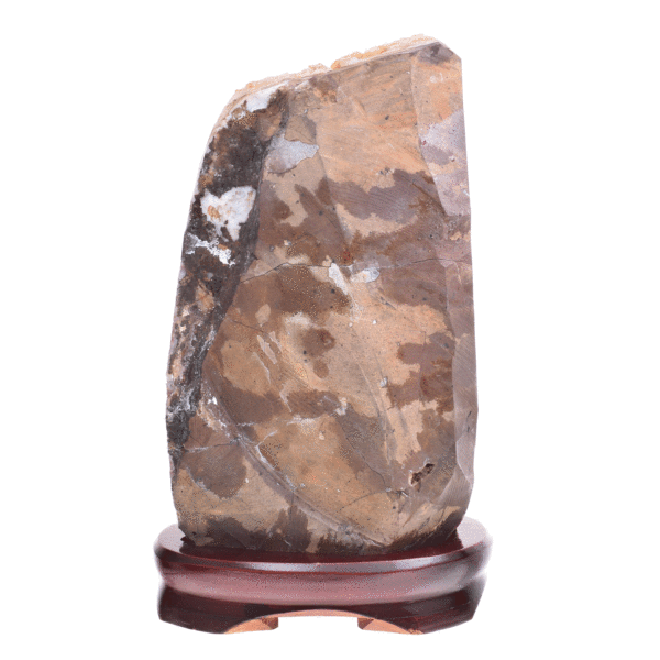 Ακατέργαστο κομμάτι φυσικής πέτρας κιτρίνη, τοποθετημένο σε ξύλινη βάση. Ο κιτρίνης έχει ύψος 22cm. Αγοράστε online shop.