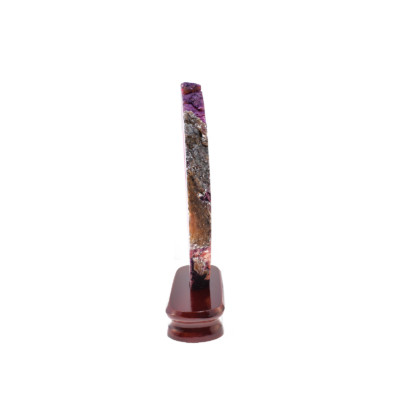 Slice of pink Agate gemstone on a base 24.5cm