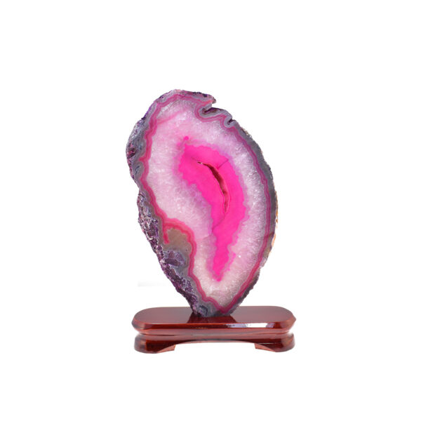 Slice of pink Agate gemstone on a base 24.5cm - Image 3