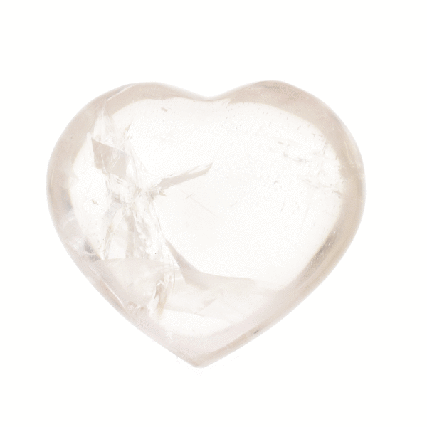 Heart made of natural crystal quartz with a size of 5cm. Buy online shop.