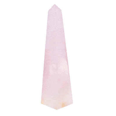 Polished obelisk 14cm made from natural rose quartz gemstone. Buy online shop.