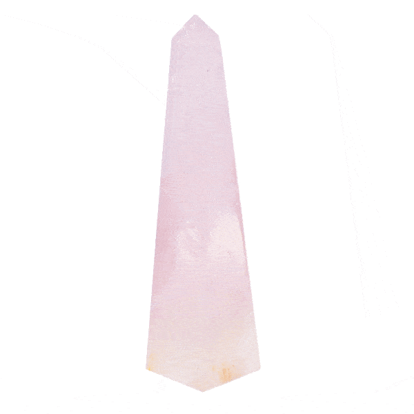 Polished obelisk 14cm made from natural rose quartz gemstone. Buy online shop.