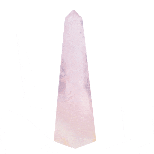 Polished obelisk 14cm made from natural rose quartz gemstone. Buy online shop.