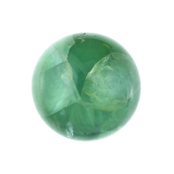 Polished 6cm diameter sphere made from natural fluorite gemstone. The sphere comes with a transparent plexiglass base. Buy online shop.